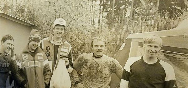 HyMKn mitalijoukkue Oksanen, Tarkkonen, Lauren, Liljegren ja Vilkman Kuusankoski SM Joukkuekilpailu 1981 1981